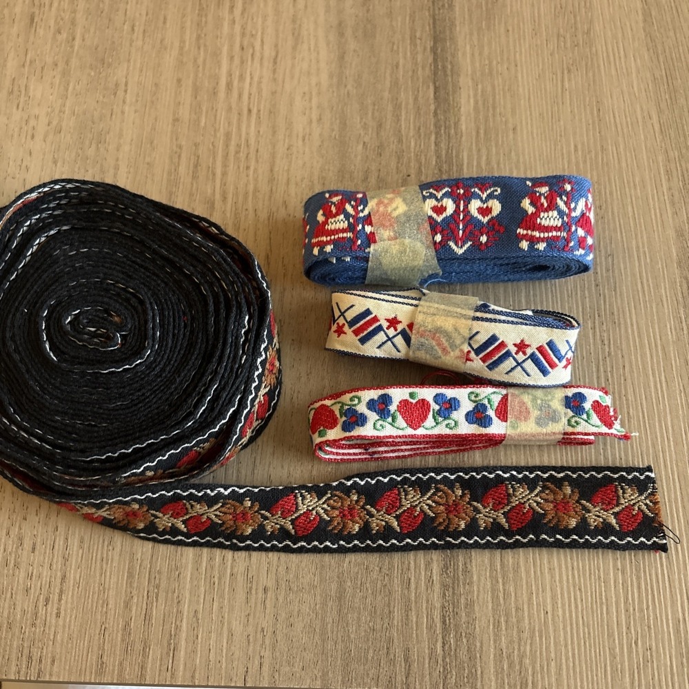 Bulk Lot Vintage Embroidered Trim Jacquard Ribbon Floral Folk Sewing Crafts